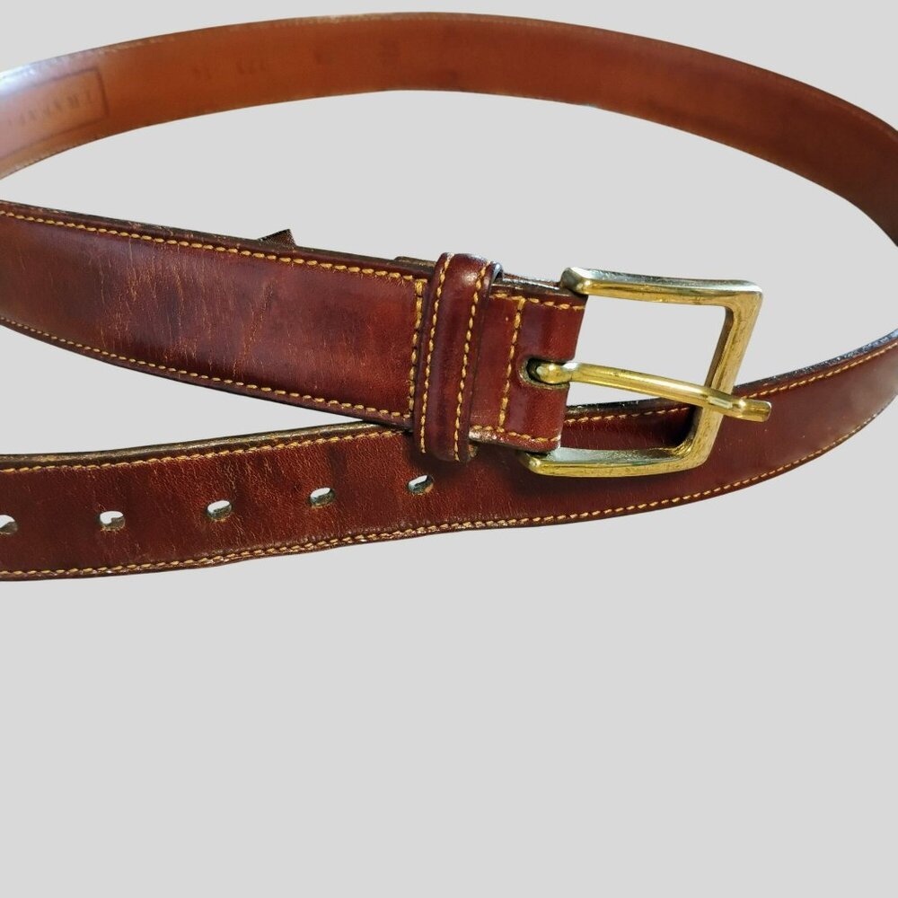 Trafalgar Classic Men's Cortina Leather Belt, Brown, Made in USA Italian Size 34